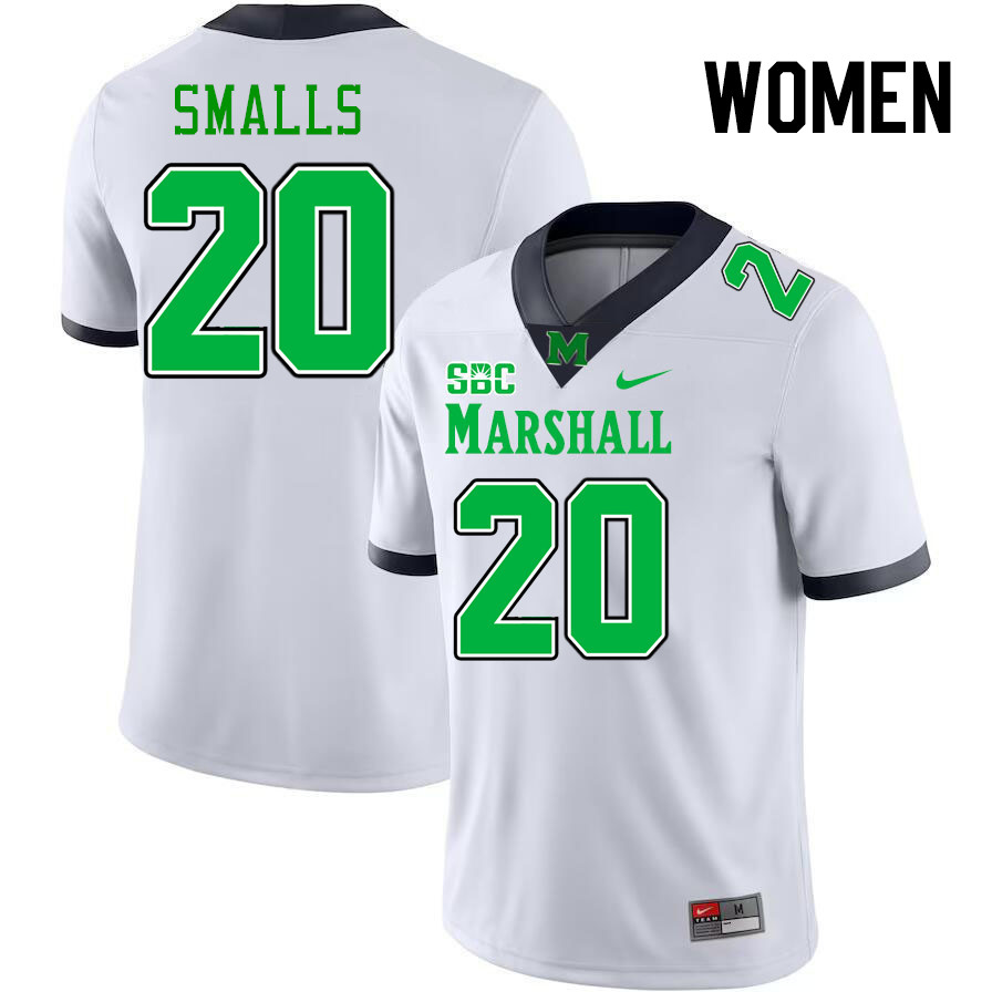 Women #20 Elijah Smalls Marshall Thundering Herd SBC Conference College Football Jerseys Stitched-Wh